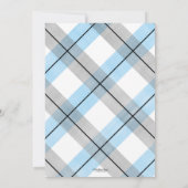 Mustache Baby Dusche Einladung blauer kleiner Mann (Rückseite)