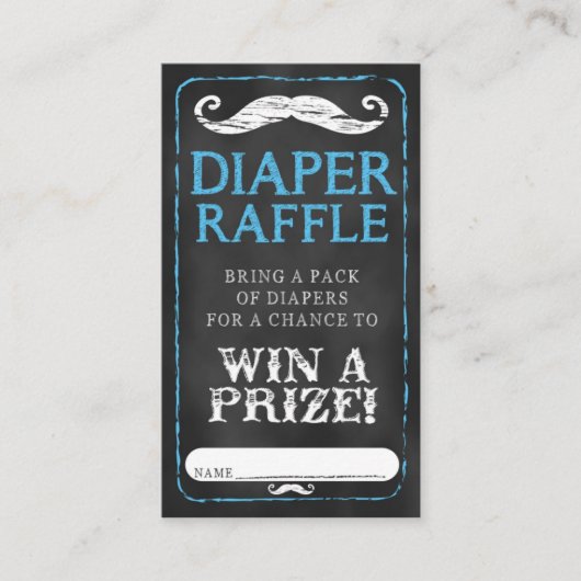 Mustache Baby Showdusche Windeln Raffle Ticket Bab Begleitkarte (Vorderseite)