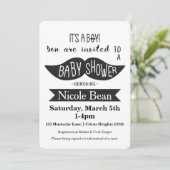 Mustache Baby Shower Black & White Einladungen (Stehend Vorderseite)