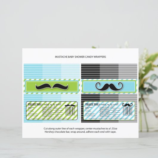 Mustache Baby Shower Chocolate Bar Wrappers (Stehend Vorderseite)
