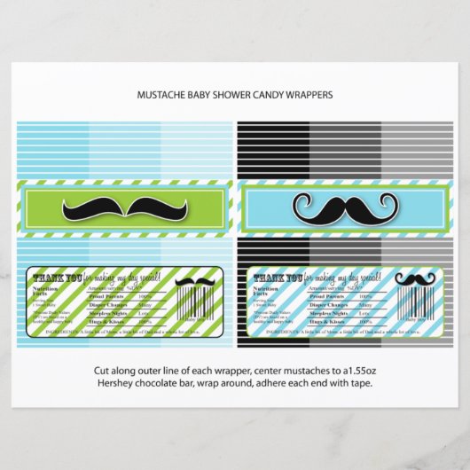 Mustache Baby Shower Chocolate Bar Wrappers (Vorderseite)