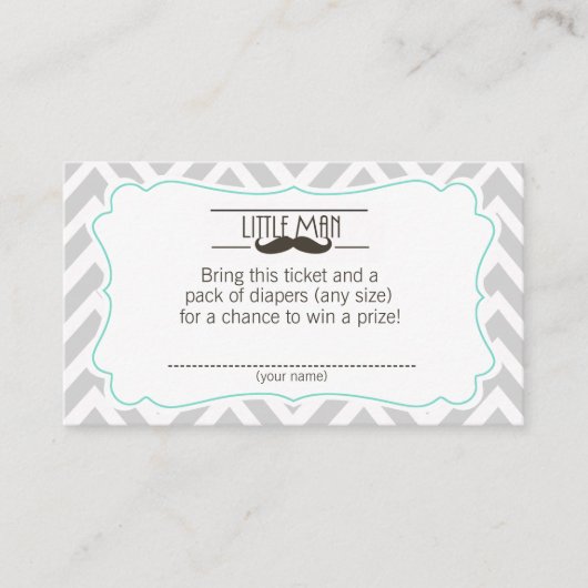 Mustache Baby Shower Diaper Raffle Ticket Begleitkarte (Vorderseite)