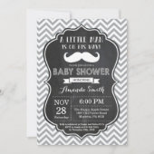 Mustache Baby Shower Einladung Black and Gray (Vorderseite)