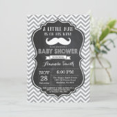 Mustache Baby Shower Einladung Black and Gray (Stehend Vorderseite)