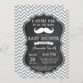 Mustache Baby Shower Einladung Black and Gray (Vorne/Hinten)