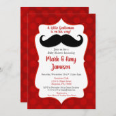 Mustache Baby Shower Einladung Little Man Red (Vorne/Hinten)