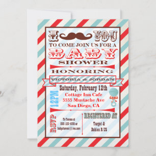Mustache Baby Shower Einladungen