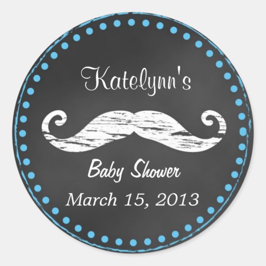 Mustache Baby Shower Fevor Sticker (Vorderseite)