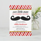 Mustache Babydusche Einladung (Stehend Vorderseite)