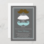 Mustache Babydusche Einladung (Vorne/Hinten)