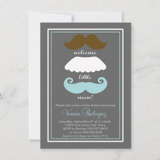  Mustache Babydusche Einladung