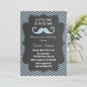 Mustache Babydusche Einladung (Stehend Vorderseite)