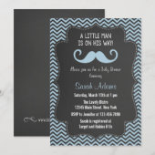 Mustache Babydusche Einladung (Vorne/Hinten)