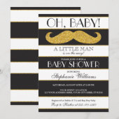 Mustache Babydusche Einladung - Kleiner Mann (Vorne/Hinten)