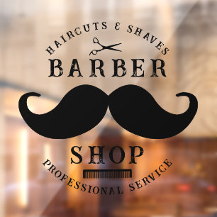 Mustache Barber Shop Modernes Friseursalon Barbers Fensteraufkleber