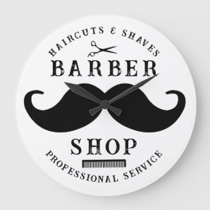 Mustache Barber Shop Modernes Friseursalon Barbers Große Wanduhr