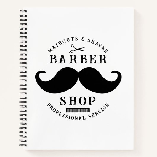 Mustache Barber Shop Modernes Friseursalon Barbers Notizblock (Vorderseite)
