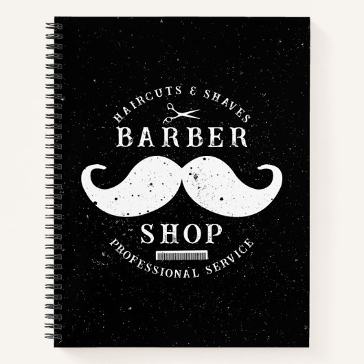 Mustache Barber Shop Modernes Friseursalon Barbers Notizblock (Vorderseite)
