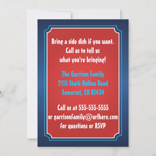 Mustache Bash 4. Juli Party Einladungen (Rückseite)