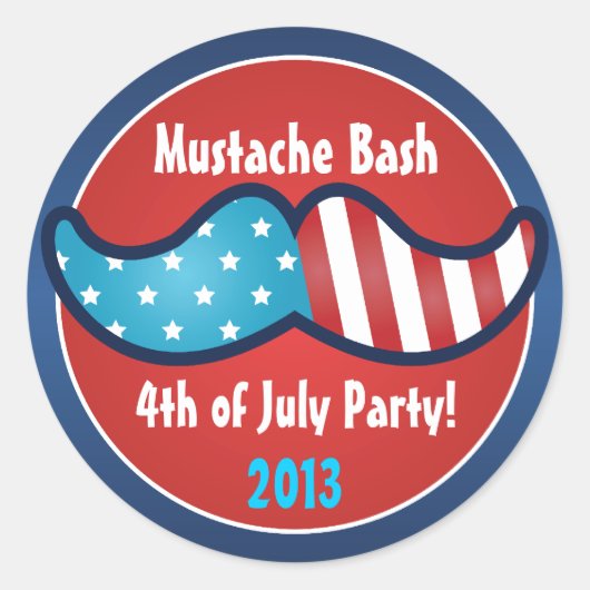 Mustache Bash 4. Juli Party Stickers (Vorderseite)