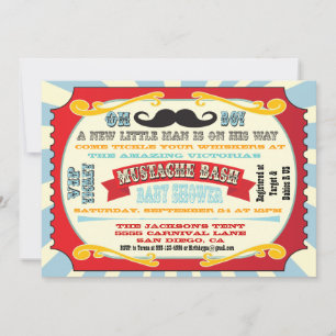 Mustache Bash Baby Shower Einladung