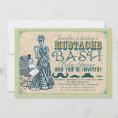 Mustache Bash Babydusche Einladung (Vorderseite)