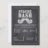 Mustache Bash Bachelor Party Chalkboard Hipster Einladung (Vorderseite)
