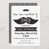 Mustache Bash Birthday PARTY Moderne Einladungen (Vorne/Hinten)