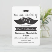 Mustache Bash Birthday PARTY Moderne Einladungen (Stehend Vorderseite)