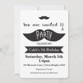 Mustache Bash Birthday PARTY Moderne Einladungen (Vorderseite)