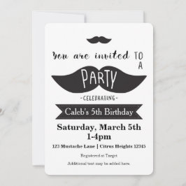 Mustache Bash Birthday PARTY Moderne Einladungen