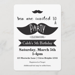 Mustache Bash Birthday PARTY Moderne Einladungen