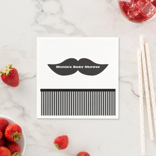 Mustache Bash Black & White Strip Party Napkins Serviette (Beispiel)