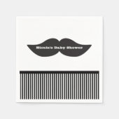 Mustache Bash Black & White Strip Party Napkins Serviette (Vorderseite)
