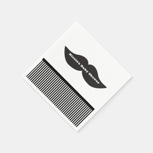 Mustache Bash Black & White Strip Party Napkins Serviette (Ecke)