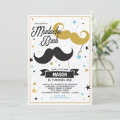 Mustache Bash Boy Birthday Party Imitate Glitzer Einladung (Stehend Vorderseite)