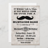Mustache Bash Geburtstagsparty Einladung (Vorne/Hinten)