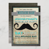 Mustache Bash Hipster Bachelor Party Einladung (Vorne/Hinten)
