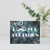Mustache Bash Question Bokeh Lights Einladungen (Stehend Vorderseite)
