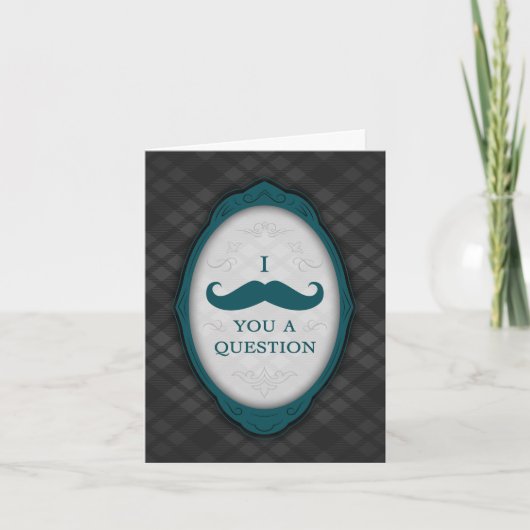 Mustache Bash Question Elegant Frame Einladungen (Vorderseite)