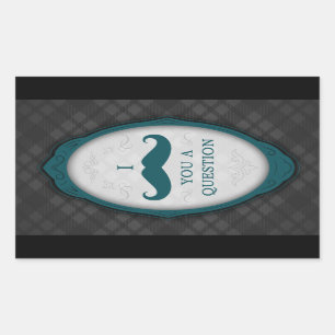 Mustache Bash Question Elegant Frame Einladungen Rechteckiger Aufkleber
