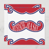 Mustache Bash - Rot, Weiß und Blau Einladung (Vorne/Hinten)