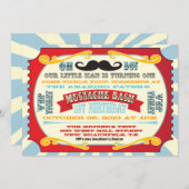 Mustache Bash Ticket Geburtstag Einladung (Vorne/Hinten)