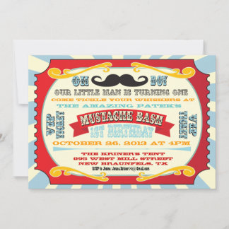 Mustache Bash Ticket Geburtstag Einladung