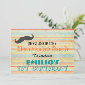 Mustache Birthday Bash Einladung (Stehend Vorderseite)