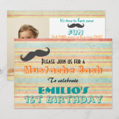 Mustache Birthday Bash Einladung (Vorne/Hinten)