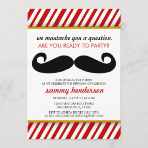 Mustache Birthday Einladung