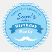 Mustache Birthday Party Danke Sticker (Vorderseite)