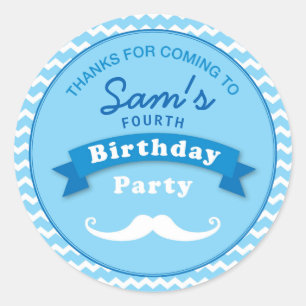 Mustache Birthday Party Danke Sticker