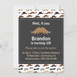 Mustache Birthday Party und Pattern Einladung